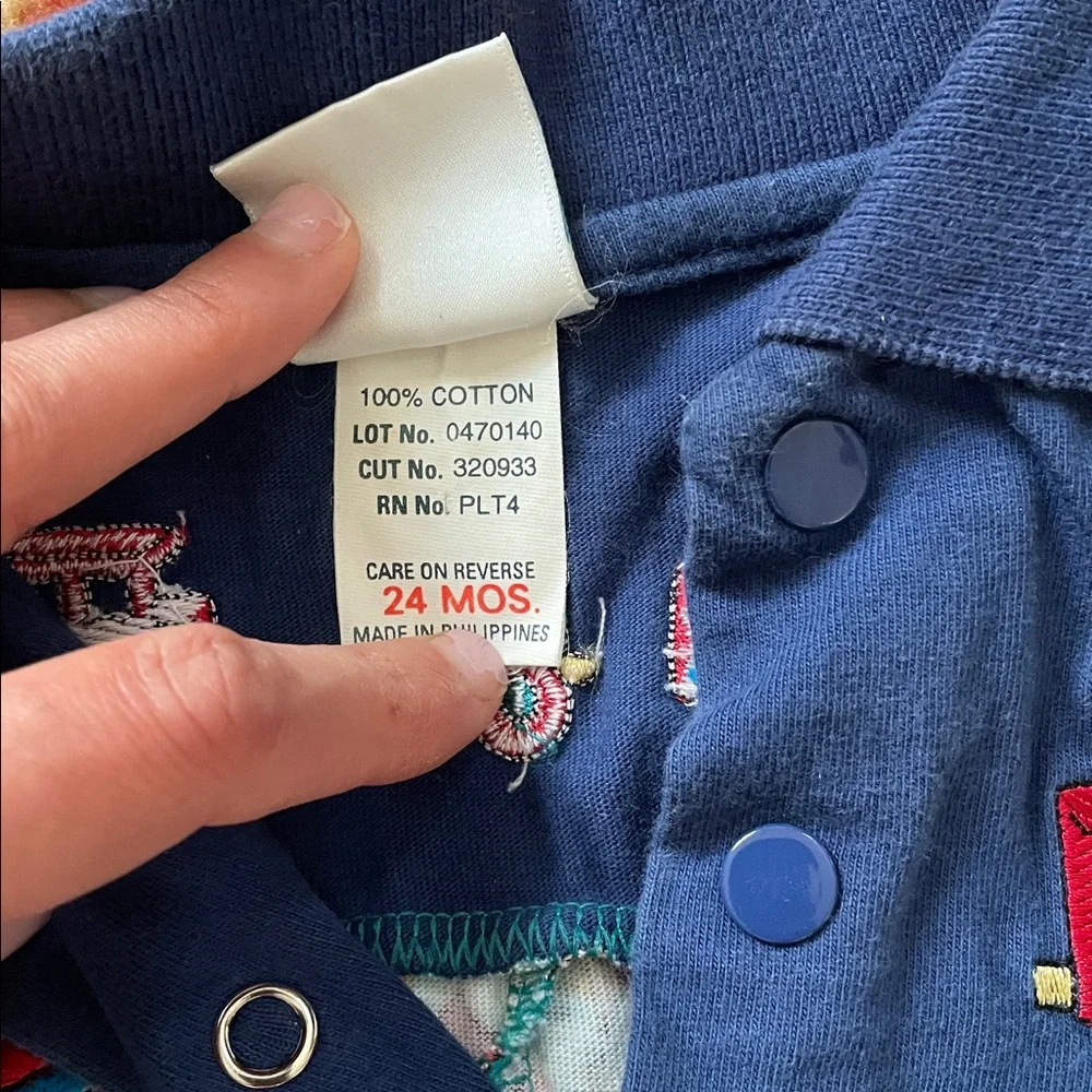 Vintage Baby OshKosh B'gosh Boys Retro One-Piece Train Romper Onsie 24M 80s 90s